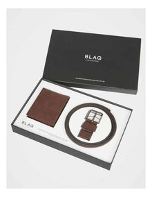Wallet and Belt Gift Set in Brown