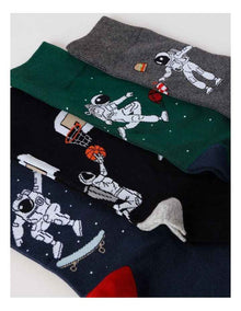 4 Pack Space Crew Socks in Multi