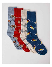 4 Pack Chill Crew Socks in Assorted