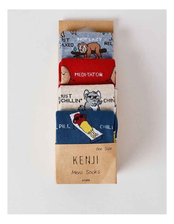 4 Pack Chill Crew Socks in Assorted