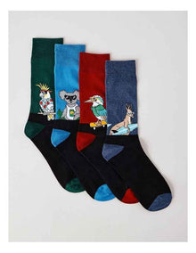 4 Pack Aussie Socks in Assorted