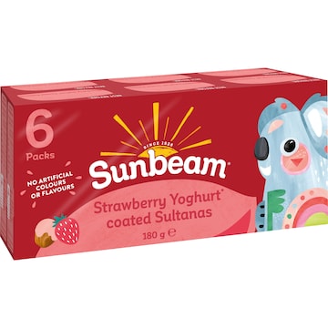 Sunbeam Strawberry Yoghurt Coated Sultanas 30g x 6 pack