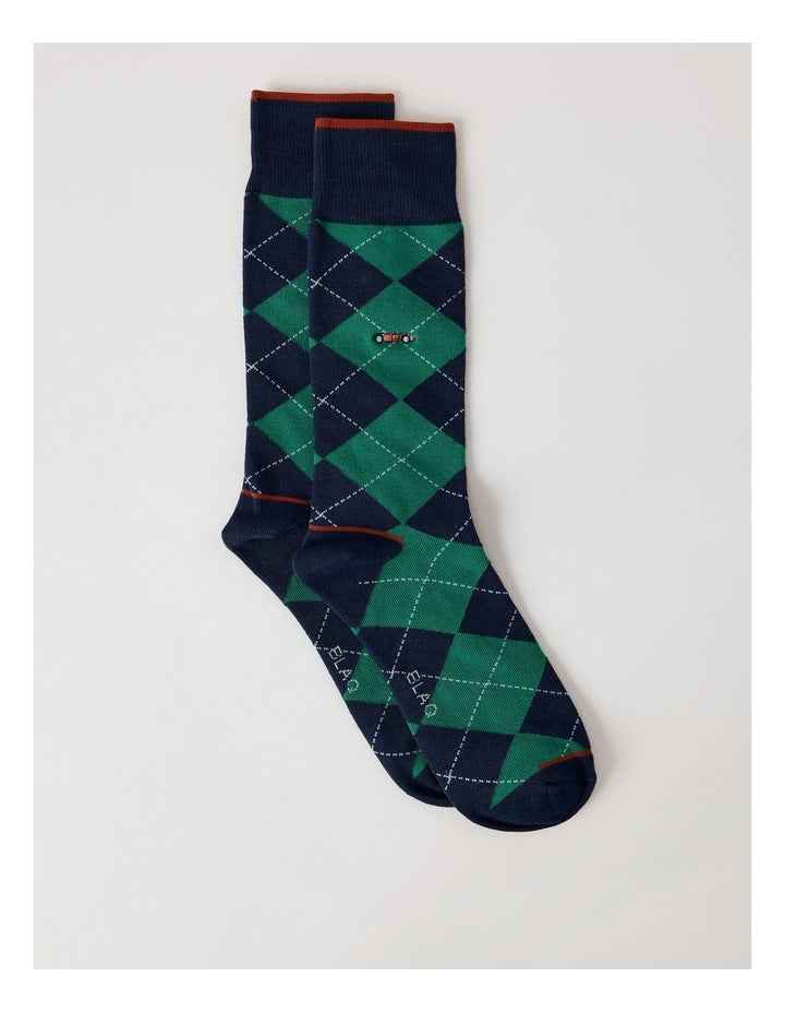 Argyle Car Socks in French Navy