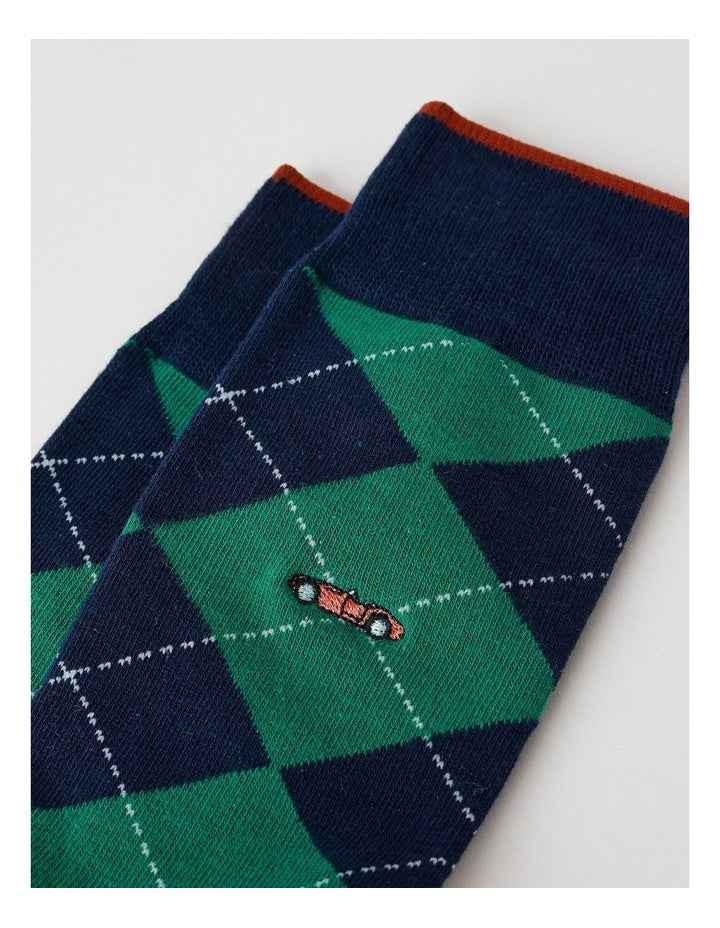 Argyle Car Socks in French Navy