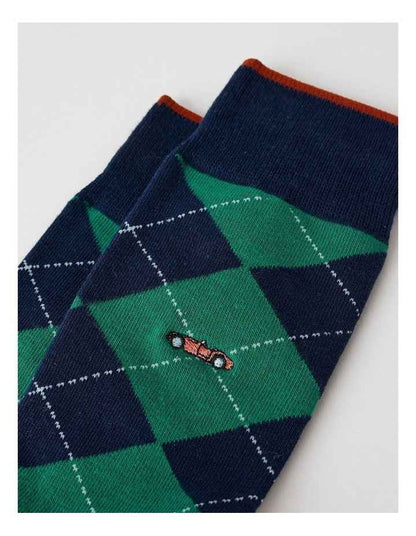 Argyle Car Socks in French Navy