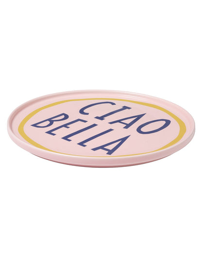 Italian Words 25cm New Bone China Dinner Plate Pink Ciao Bella