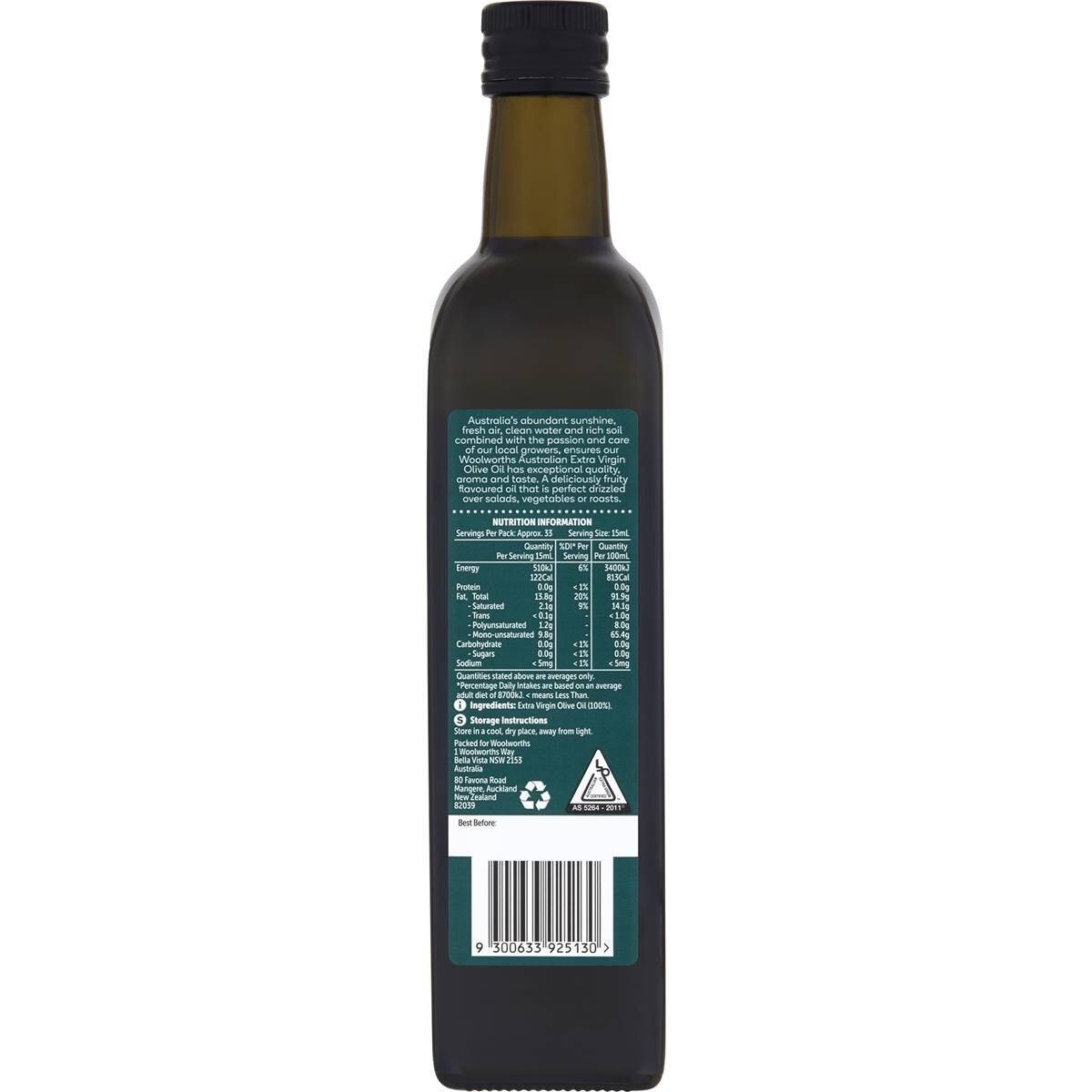 Woolworths Extra Virgin Olive Oil 500ml