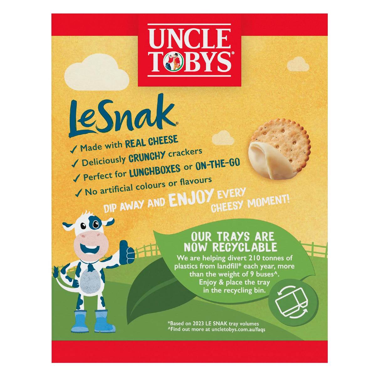 Uncle Tobys Le Snak Tasty Cheese Dip & Crackers 12 Pack