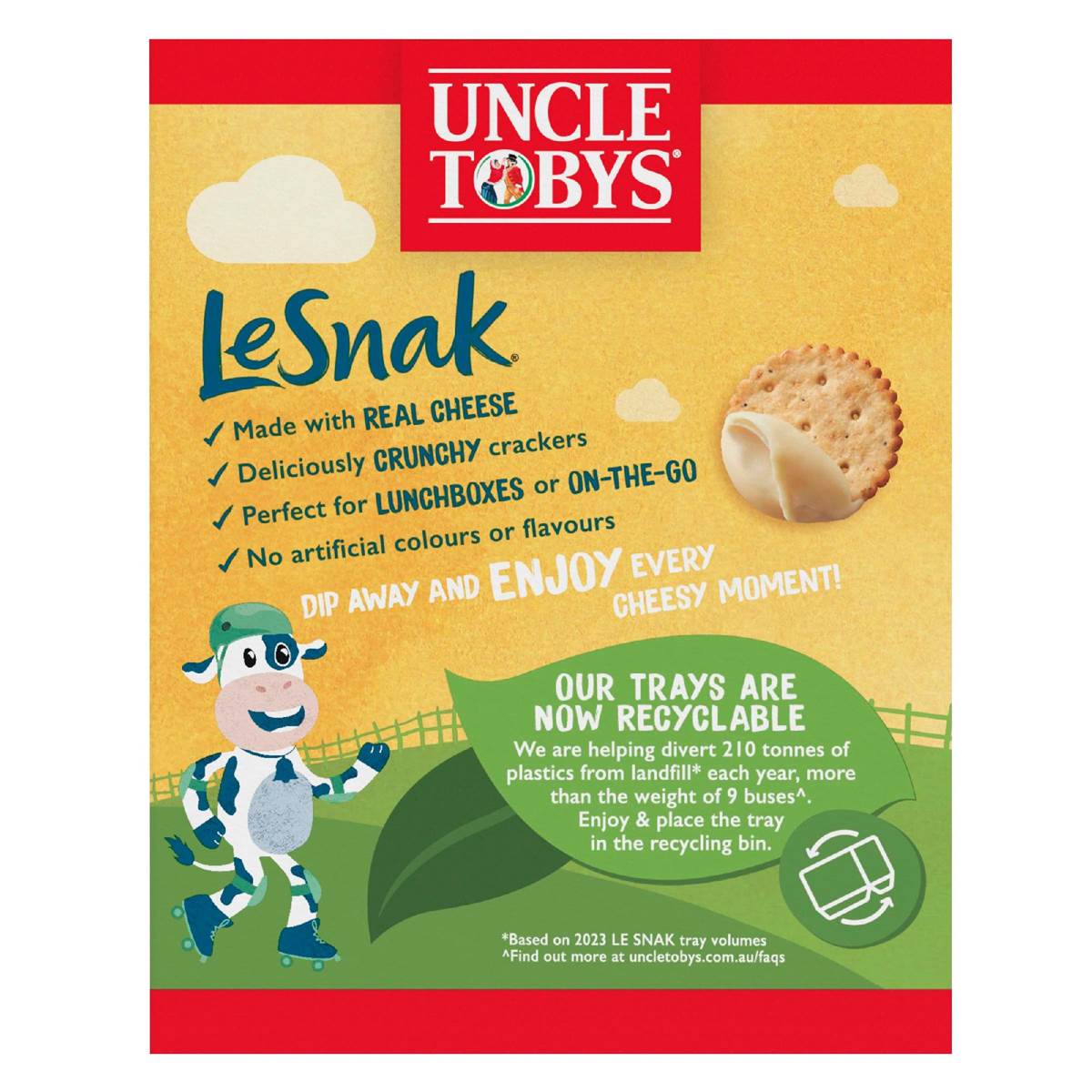 Uncle Tobys Le Snak Cheddar Cheese Dip & Crackers 12 Pack