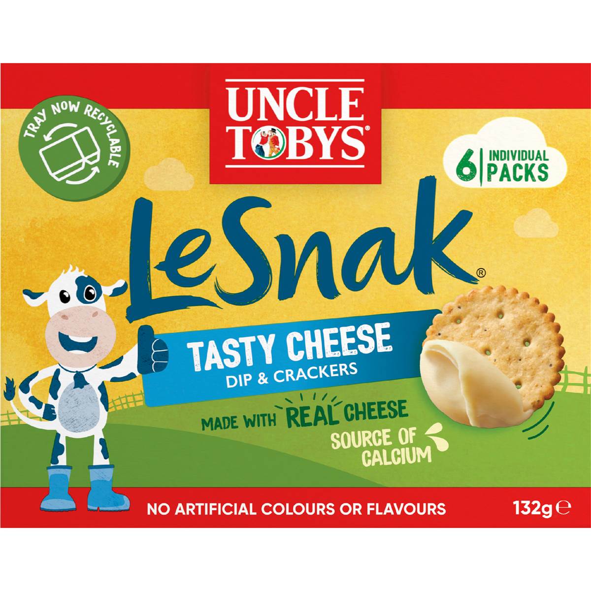 Uncle Tobys Le Snak Tasty Cheese Dip & Crackers 6 Pack