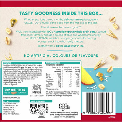 Uncle Tobys Muesli Bars Yoghurt & Mango & Passionfruit 6 Pack
