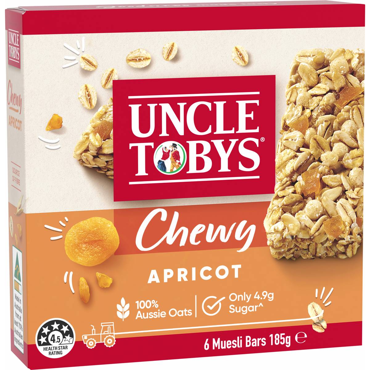 Uncle Tobys Muesli Bars Chewy Apricot 6 Pack