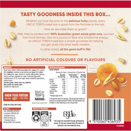 Uncle Tobys Muesli Bars Chewy Apricot 6 Pack
