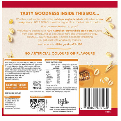 Uncle Tobys Muesli Bars Yoghurt & Honeycomb 185g