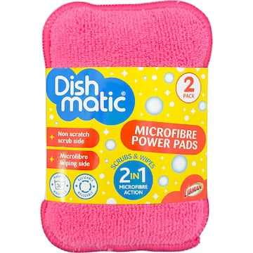 Dishmatic Microfibre Power Pads Scrub & Wipes 2 pack