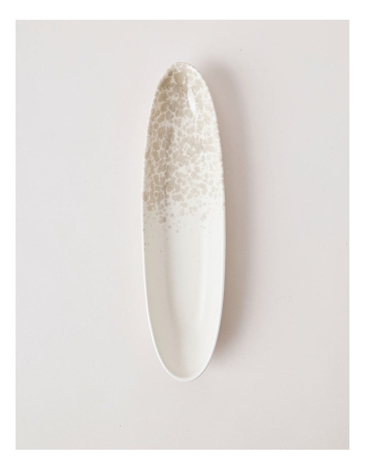 Hinterland Oval Bowl in White/Taupe