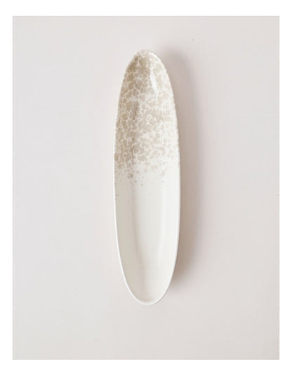 Hinterland Oval Bowl in White/Taupe