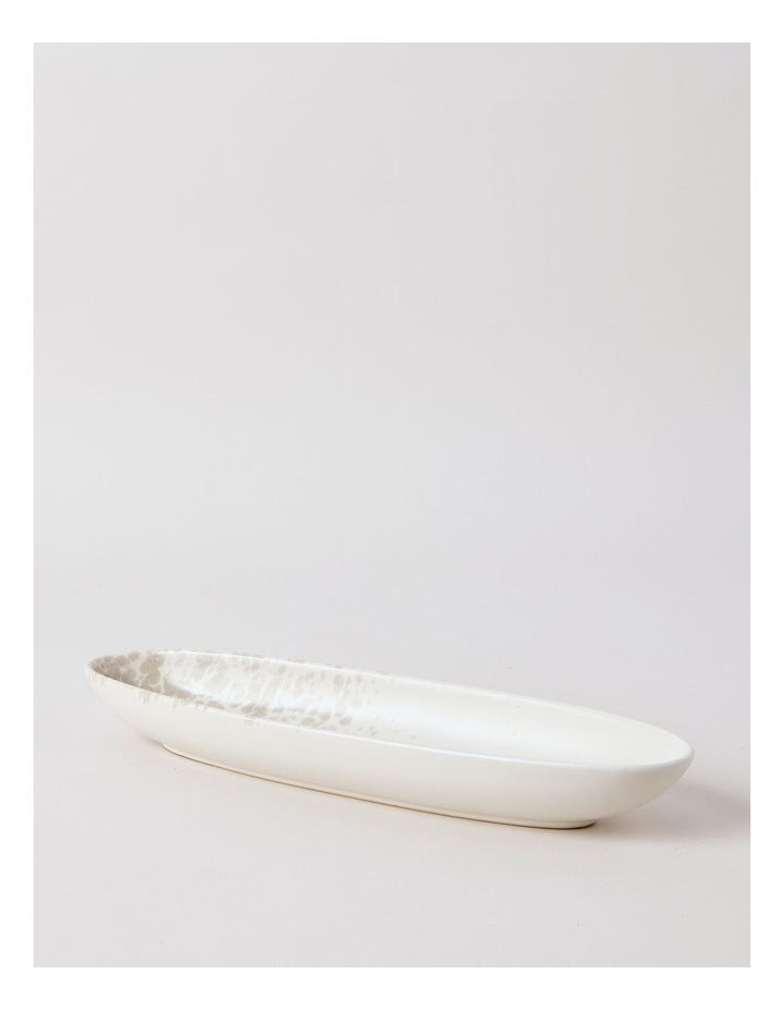 Hinterland Oval Bowl in White/Taupe