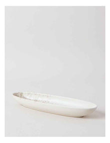 Hinterland Oval Bowl in White/Taupe
