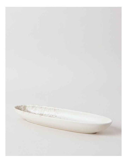 Hinterland Oval Bowl in White/Taupe