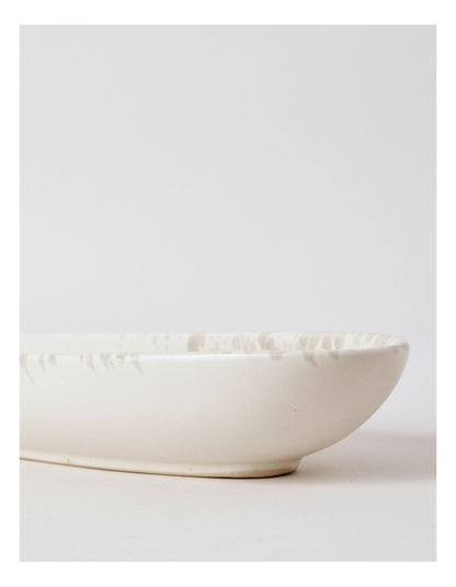 Hinterland Oval Bowl in White/Taupe