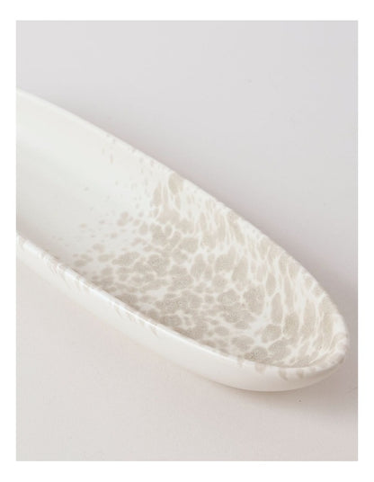 Hinterland Oval Bowl in White/Taupe