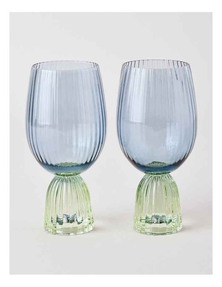 Pastel Brights Wine Glass Set of 2 in Blue/Green
