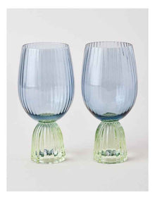 Pastel Brights Wine Glass Set of 2 in Blue/Green