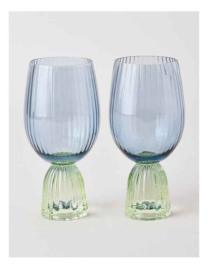 Pastel Brights Wine Glass Set of 2 in Blue/Green