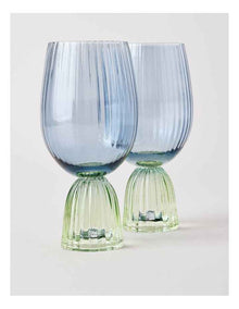 Pastel Brights Wine Glass Set of 2 in Blue/Green