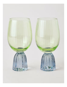 Pastel Brights Wine Glass Set of 2 in Green/Blue