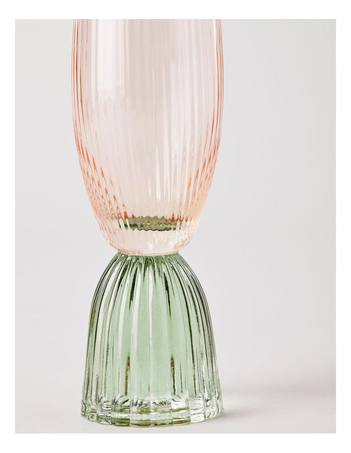 Pastel Brights Champagne Flute Pink/Green Set of 2