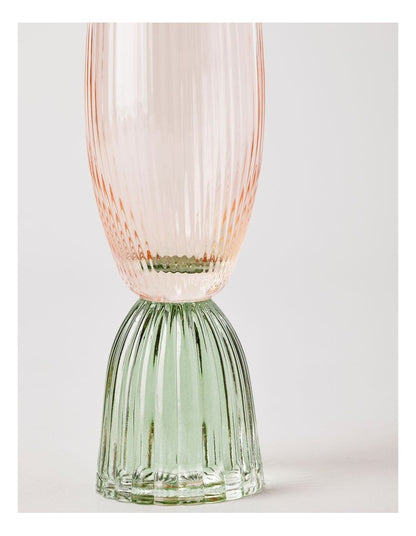 Pastel Brights Champagne Flute Pink/Green Set of 2