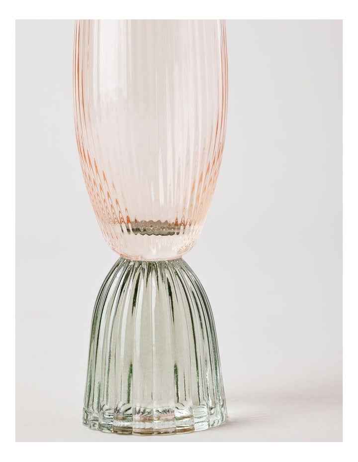Pastel Brights Champagne Flute Pink/Green Set of 2