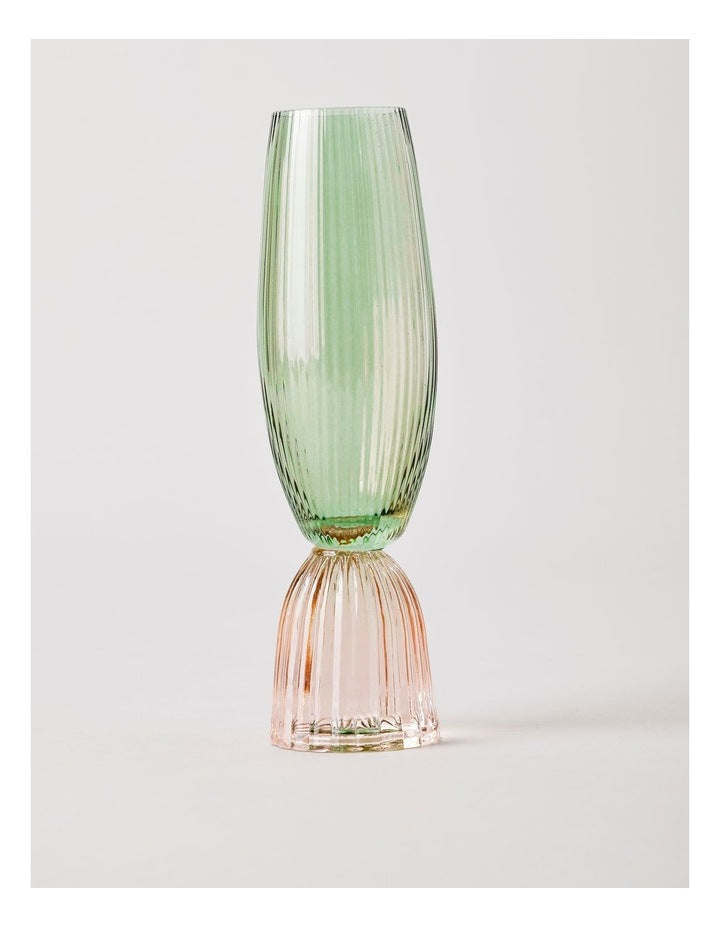 Pastel Brights Champagne Flute Set of 2 in Green/Pink