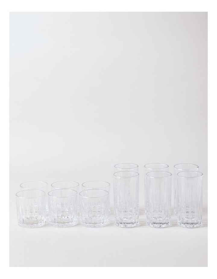 Linear Highball & Tumbler Set of 12 in Clear