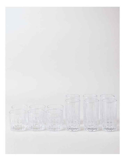 Linear Highball & Tumbler Set of 12 in Clear