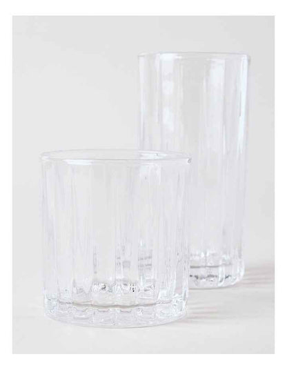 Linear Highball & Tumbler Set of 12 in Clear