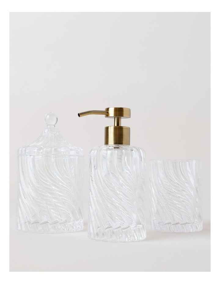 Swirl Glass Cotton Jar in Clear