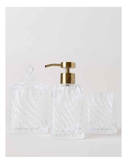 Swirl Glass Cotton Jar in Clear
