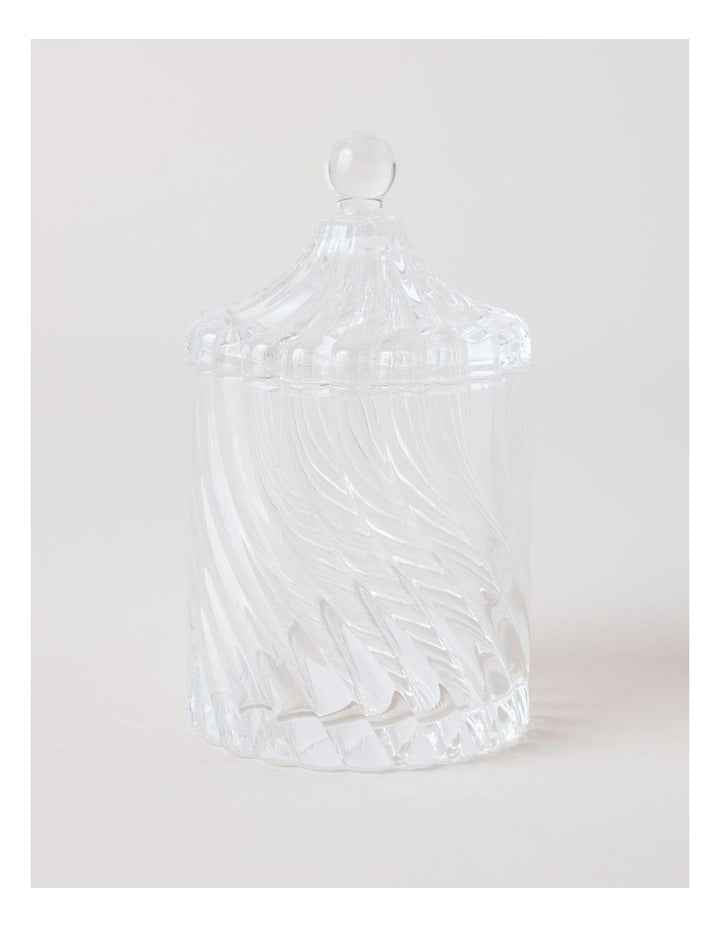 Swirl Glass Cotton Jar in Clear