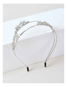 Silver Diamante Leaf Headband in Silver