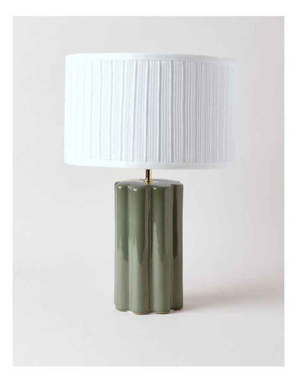 Riley Scallop Column Table Lamp 50cm in Green