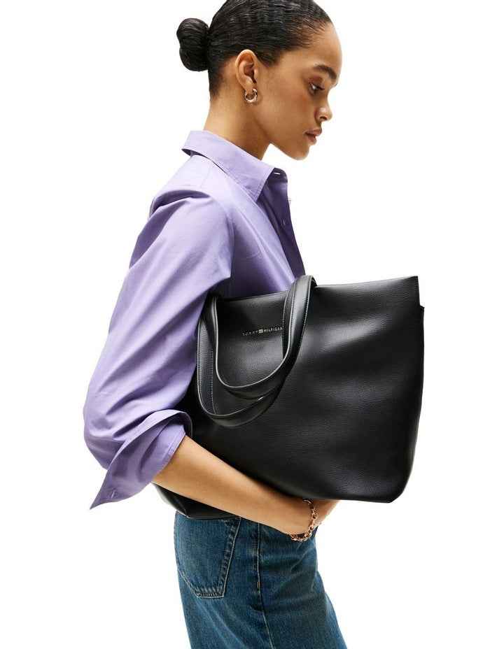Logo Tape Tote Bag in Black