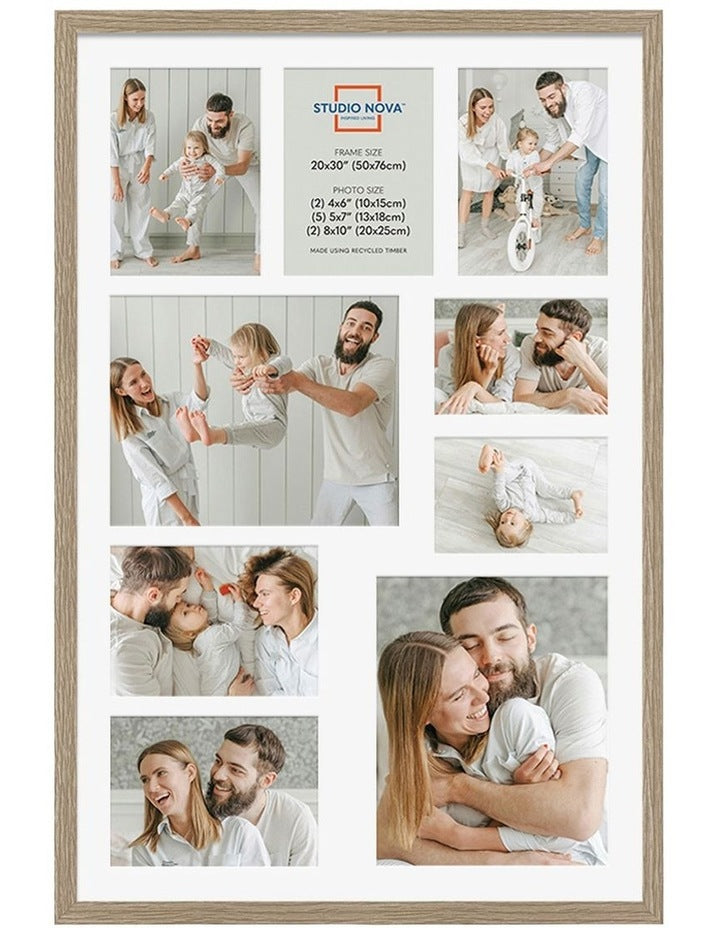 Premium Collage Photo Frame 20x30" (9 Photos) in Natural