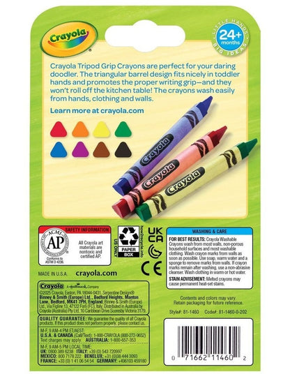 8ct Washable Tripod Grip Crayons