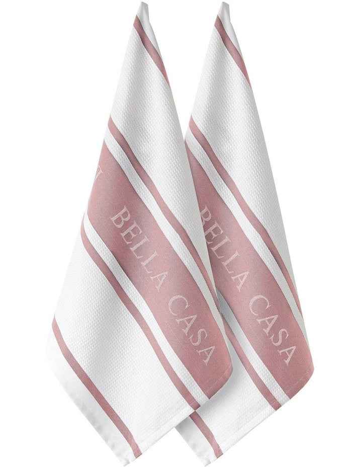 Bella Casa Kitchen Towel 2 Pack in Pale Pink