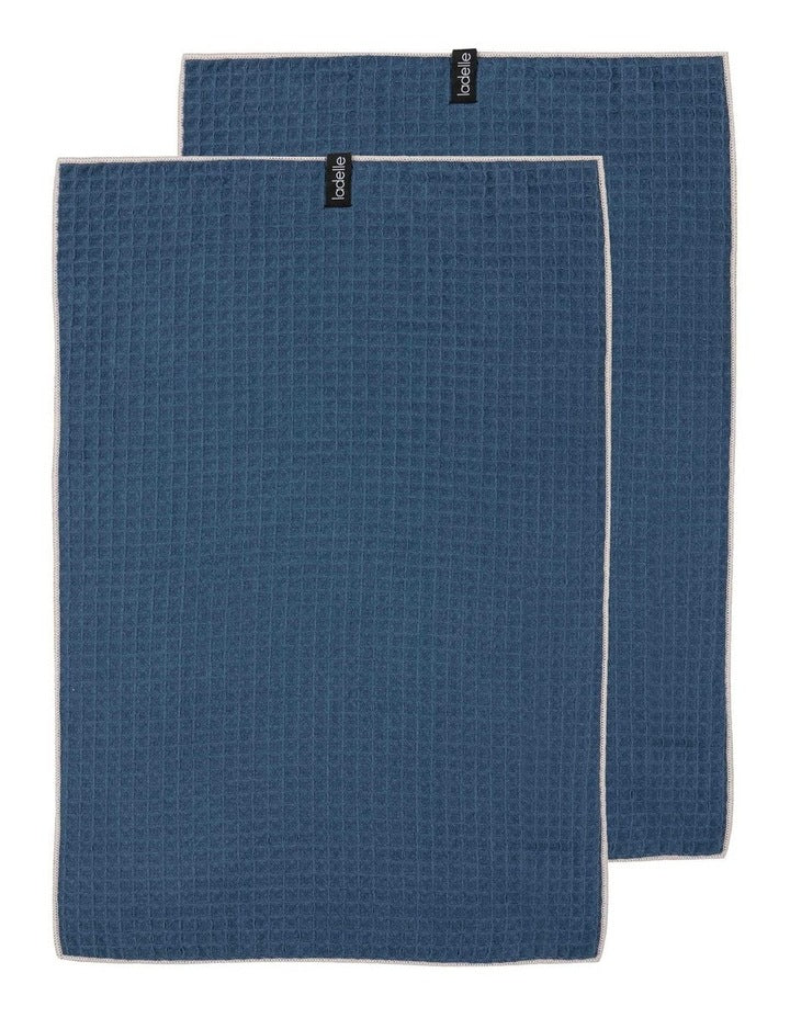 Mega Waffle Microfibre Kitchen Towel 2 Pack in Navy