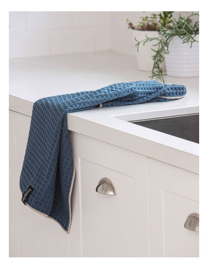 Mega Waffle Microfibre Kitchen Towel 2 Pack in Navy