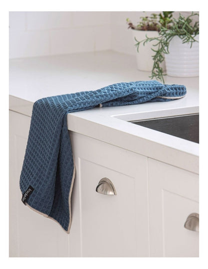Mega Waffle Microfibre Kitchen Towel 2 Pack in Navy